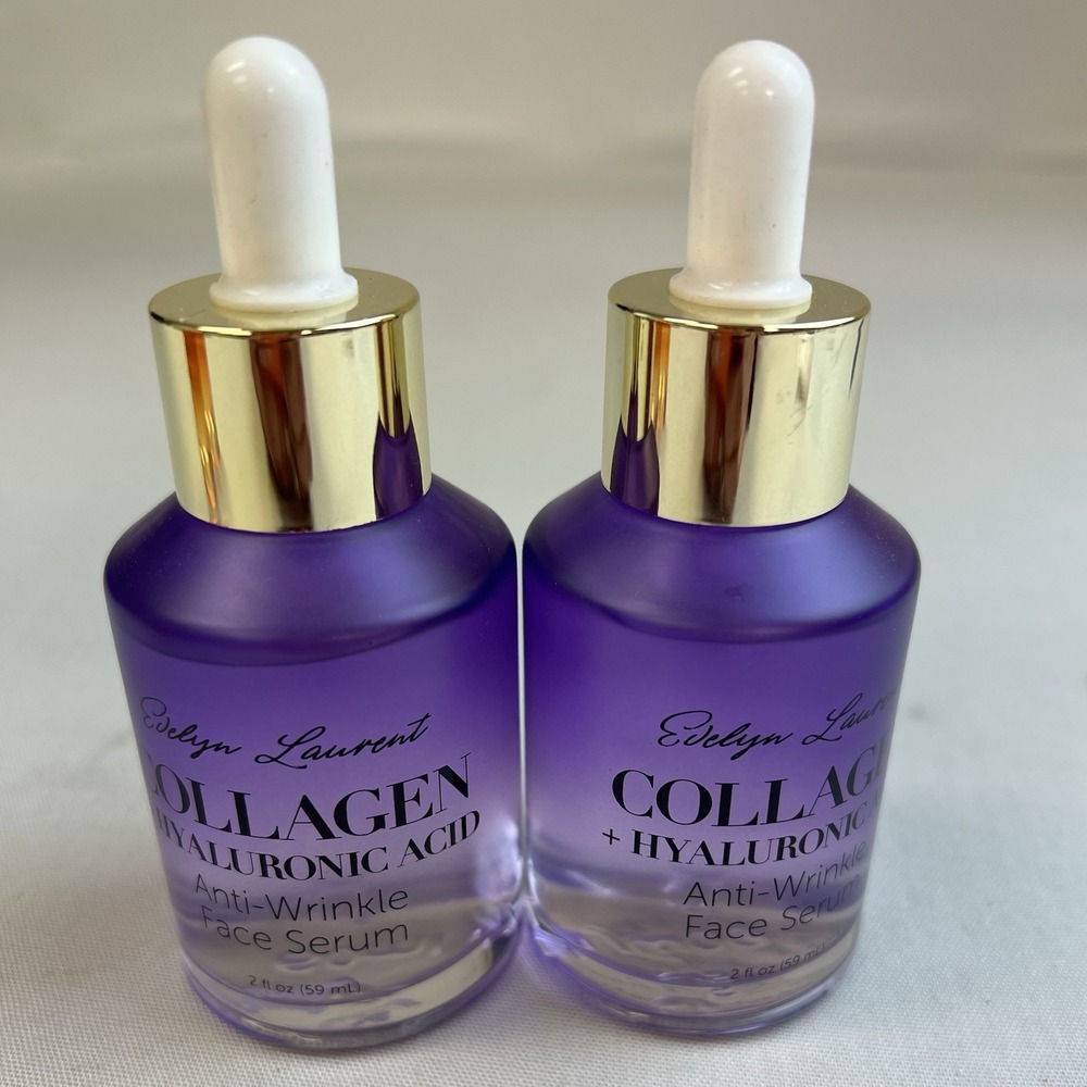 EVELYN LAURENT COLLAGEN HYALURONIC ACID ANTI-WRINKLE FACE SERUM 2 fl oz Lot Of 2
